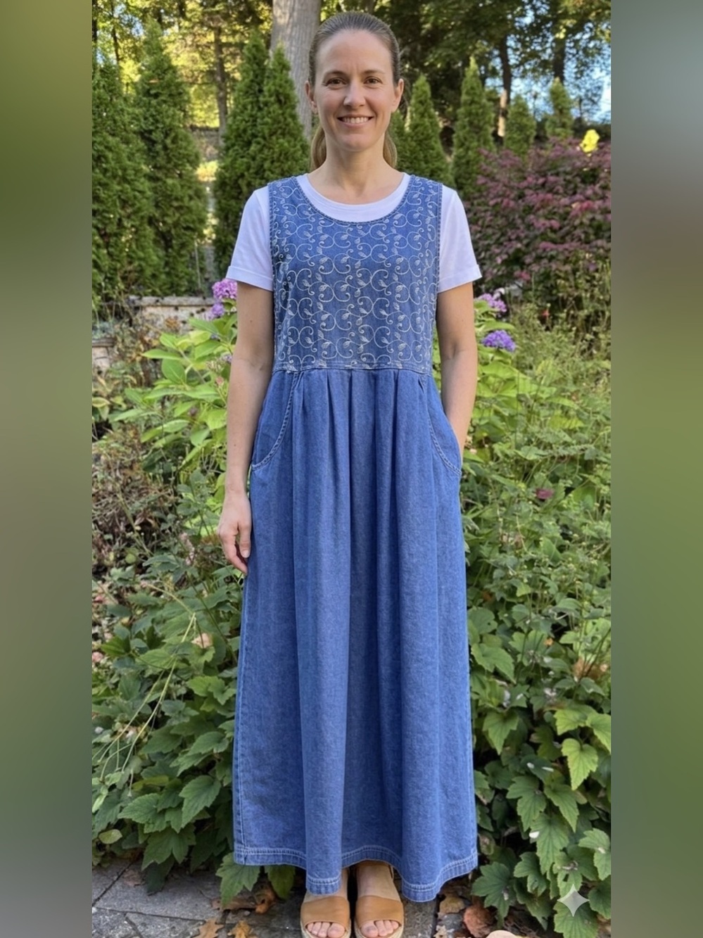 Vintage Erika & Co Denim Midi Jumper Dress